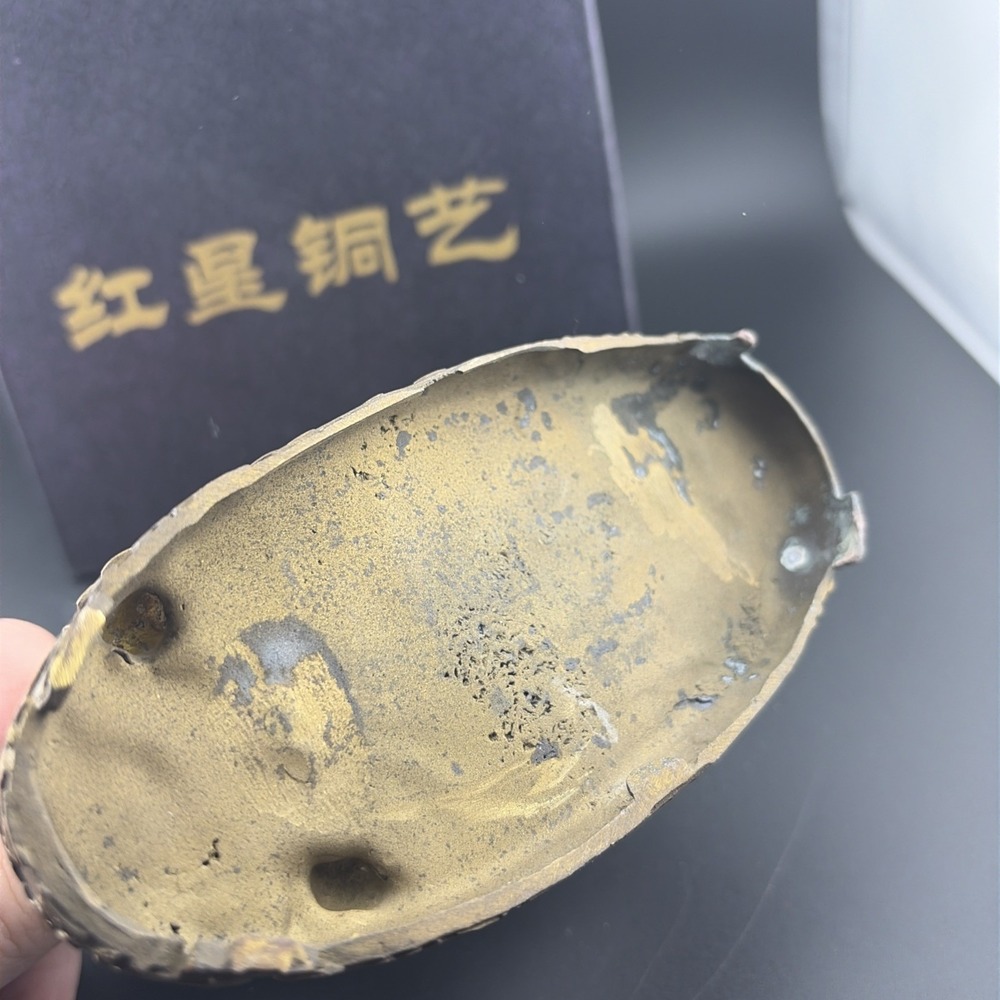 Red Star Copper Company Sculpture Chinese Heavy Square Of Babies Good Luck - Picture 7 of 12
